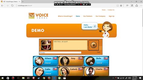 Please note that mobile users may need to start the audio with the media player that will appear below the demo form. . Voiceforge demo archive